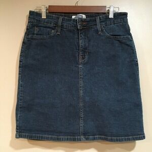 Levis Signature Denim Skirt Skort Dark Blue Jeans Sz 12 Classic Preppy Western